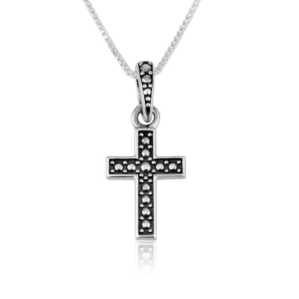 Trinity Cross Pattern Beaded Pendant 925 Sterling Silver Handmade - Marina Jewelry Holy Land