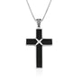 Black Onyx Cross Pendant Star Detail Sterling Silver Holy Land - Marina Jewelry