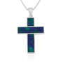 Azurite Stone Cross Sterling Silver Necklace Pendant Handmade Jewelry Holy Land - Marina Jewelry Holy Land