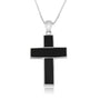 Black Onyx Cross Pendant Segmented Sterling Silver Holy Land - Marina Jewelry