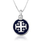 Jerusalem Cross Blue Enamel Round Coin Pendant - Sterling Silver 925, Holy Land - Marina Jewelry Holy Land