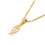 ichthus fish cross pendant necklace gold plated sterling silver - Marina Jewelry Holy Land