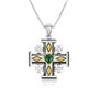 Jerusalem Cross Eilat Stone Gold Diamond Pendant Sterling Silver Holy Land - Marina Jewelry