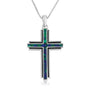 Eilat Stone Cross Pendant Stepped Profile Sterling Silver Holy Land - Marina Jewelry