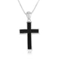 Black Onyx Cross Pendant Medium Rounded Sterling Silver Holy Land - Marina Jewelry