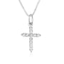Cross Pendant Full CZ Pave Slim Sterling Silver Holy Land - Marina Jewelry