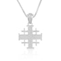 Jerusalem Cross Pendant Flat Polished Sterling Silver Holy Land - Marina Jewelry