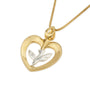 Heart Dove Pendant Gold Heart Gold Dove Sterling Silver Holy Land - Marina Jewelry