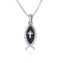 eilat stone ichthus fish cross pendant necklace sterling silver holy land - Marina Jewelry