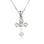 Cross Dove Pendant White Ivory Enamel Tips Sterling Silver Holy Land - Marina Jewelry