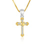 Cross Dove Pendant Gold Fleur Tips Gold Dove Sterling Silver Holy Land - Marina Jewelry