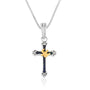 Eilat Stone Cross Gold Dove Pendant Sterling Silver Holy Land - Marina Jewelry