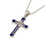 Blue enamel dove cross confirmation pendant necklace sterling silver gothic - Marina Jewelry Holy Land
