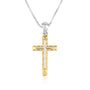 two-tone crucifix pendant necklace gold plated sterling silver INRI - Marina Jewelry Holy Land