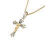 two-tone crucifix pendant necklace gold plated sterling silver INRI - Marina Jewelry Holy Land