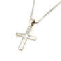 Open frame cross pendant necklace sterling silver hollow channel arms - Marina Jewelry Holy Land