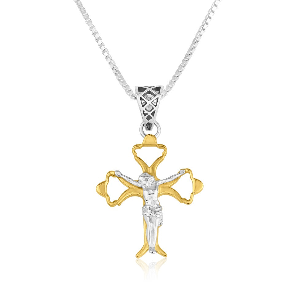 gold dove cross confirmation pendant necklace gold plated sterling silver - Marina Jewelry Holy Land