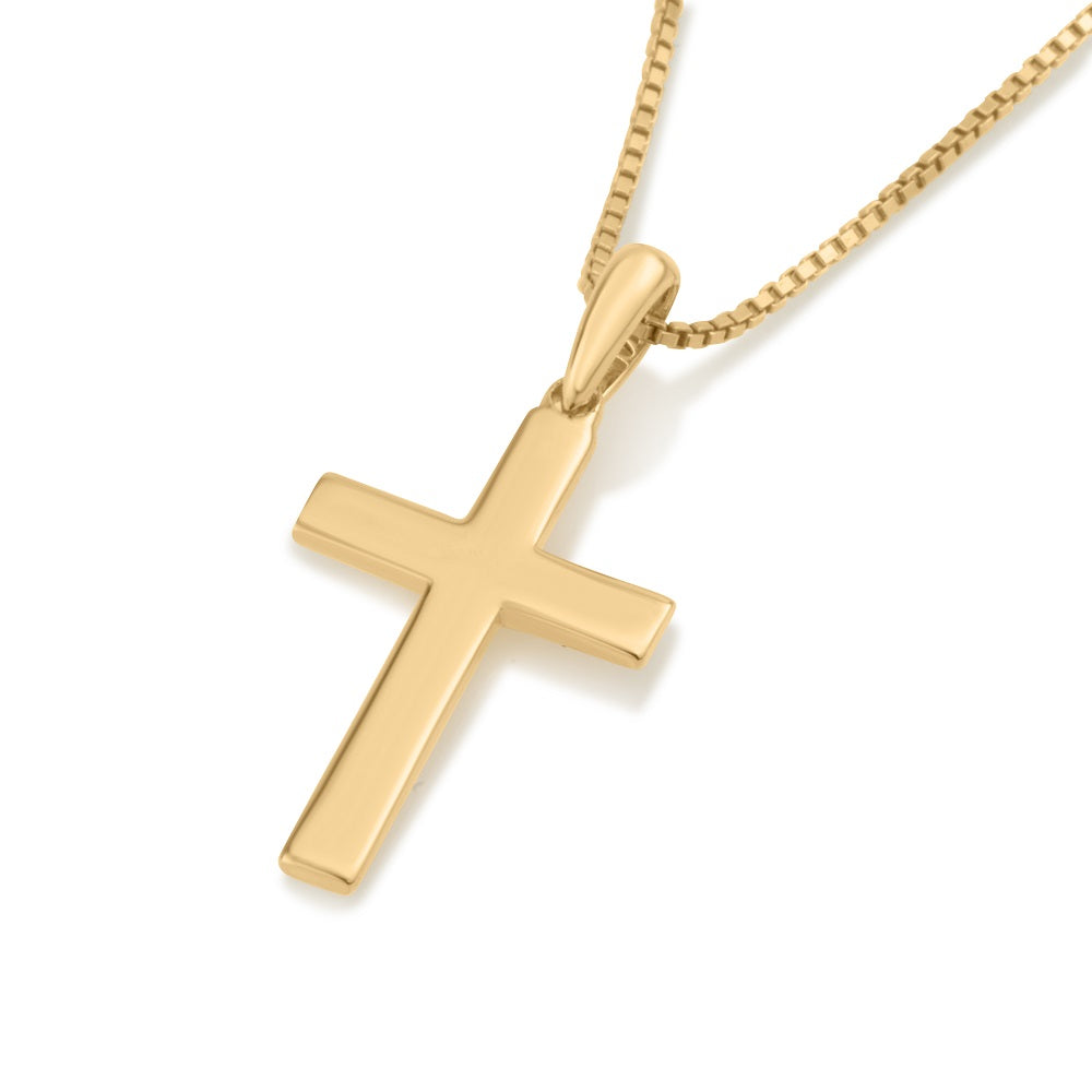 milgrain cross pendant necklace gold plated sterling silver beaded border - Marina Jewelry Holy Land