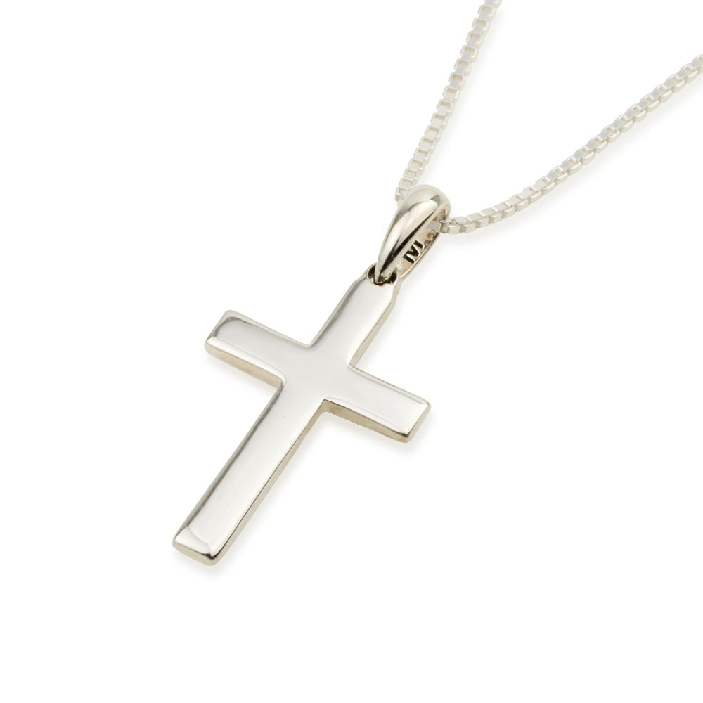 milgrain cross pendant necklace sterling silver beaded border - Marina Jewelry Holy Land