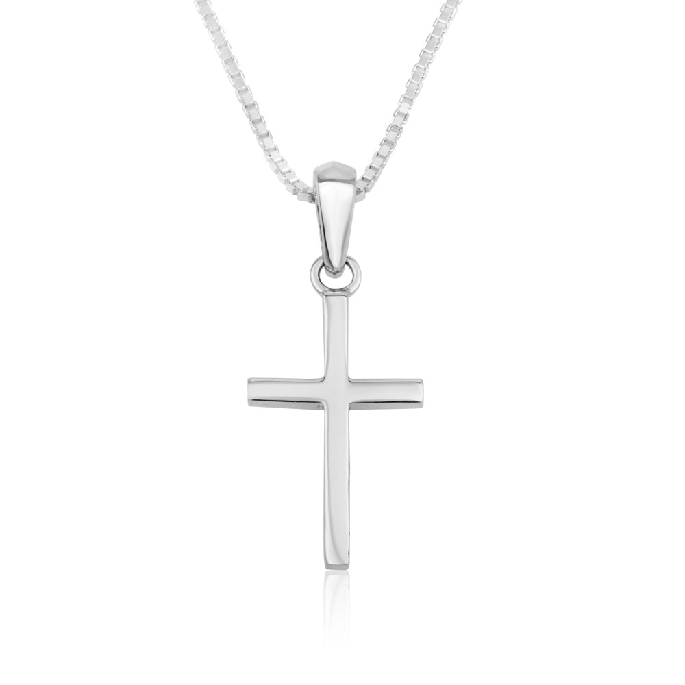 plain silver cross pendant necklace sterling silver minimalist - Marina Jewelry Holy Land