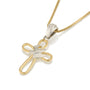 Cross Pendant Gold Loop Outline Silver Dove Sterling Silver Holy Land - Marina Jewelry