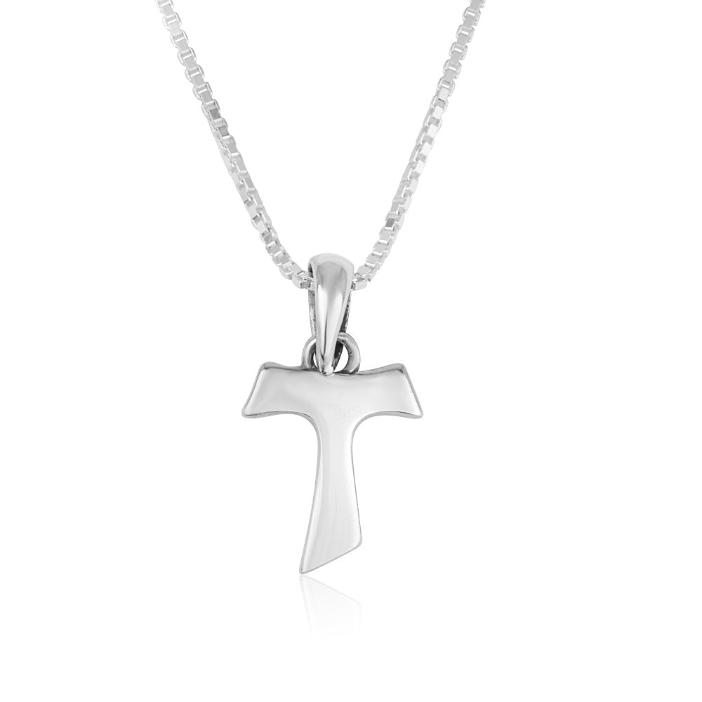 Tau Cross Pendant Polished Sterling Silver Holy Land - Marina Jewelry