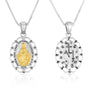 miraculous medal necklace two-tone gold sterling silver - Marina Jewelry Holy Land