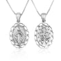 miraculous medal necklace silver rope border sterling silver - Marina Jewelry Holy Land