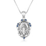 virgin mary ornate blue stone pendant necklace sterling silver - Marina Jewelry Holy Land