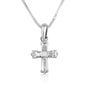 Zircon trefoil cross pendant necklace sterling silver stone clusters - Marina Jewelry Holy Land