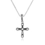 Zircon cross pendant necklace stone tipped arms sterling silver - Marina Jewelry Holy Land
