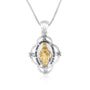 virgin mary floral frame pendant necklace gold plated sterling silver - Marina Jewelry Holy Land