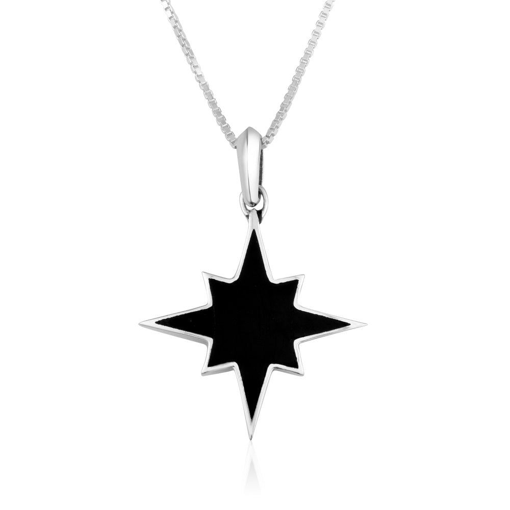 Star of Bethlehem Onyx Pendant Necklace - Sterling Silver 925, Holy Land - Marina Jewelry Holy Land