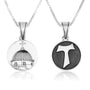 Holy Sepulchre & Tau Cross Double-Sided Pendant - Sterling Silver 925, Holy Land - Marina Jewelry Holy Land