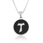 Tau Cross Onyx Coin Pendant Necklace - Sterling Silver 925, Holy Land - Marina Jewelry Holy Land