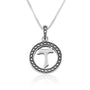 Tau Cross CZ Halo Pendant Necklace - Sterling Silver 925, Holy Land - Marina Jewelry Holy Land