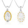 Miraculous Medal Necklace Gold Frame Silver Mary Sterling Silver Holy Land - Marina Jewelry