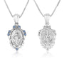 Virgin Mary Ornate Oval Pendant Blue Stones Sterling Silver Holy Land - Marina Jewelry