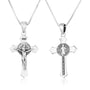 Saint Benedict Crucifix Pendant Ornate Silver Stone Drop Holy Land - Marina Jewelry