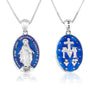 Miraculous Medal Blue Enamel Pendant Necklace - Sterling Silver 925, Holy Land - Marina Jewelry Holy Land