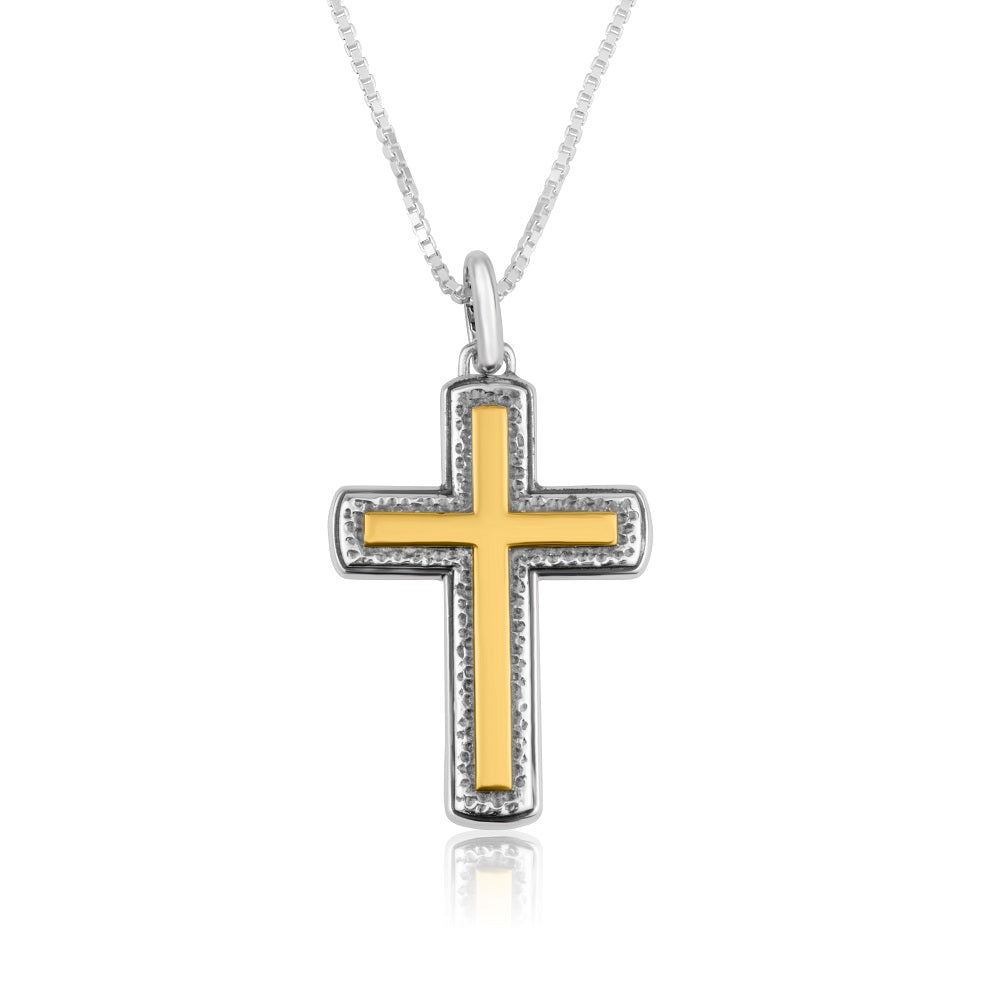 Cross Pendant Dotted Gold - Gold Plated Sterling Silver, Holy Land - Marina Jewelry Holy Land