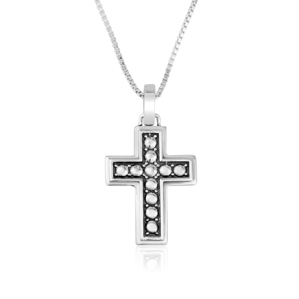 Cross Pendant Bubble Silver - Sterling Silver 925, Holy Land - Marina Jewelry Holy Land
