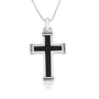 Onyx Cross Pendant Rope Ends - Sterling Silver 925, Holy Land - Marina Jewelry Holy Land