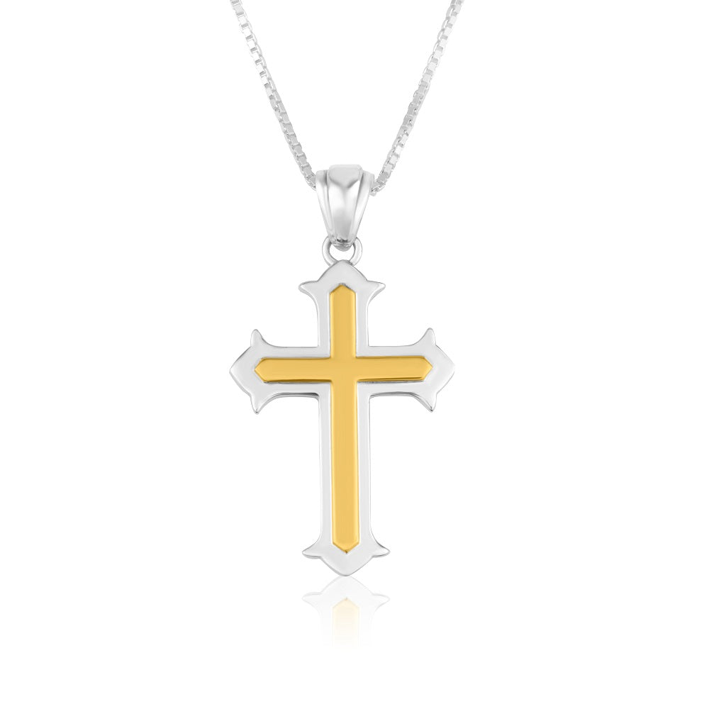 Flared Cross Pendant Gold - Gold Plated Sterling Silver, Holy Land - Marina Jewelry Holy Land