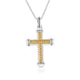 Cross Pendant Gold Chain-Link - Gold Plated Sterling Silver, Holy Land - Marina Jewelry Holy Land
