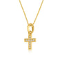 Cross Pendant CZ Stones Gold Plated Sterling Silver Holy Land - Marina Jewelry