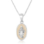 Virgin Mary Oval Pendant Ivory Enamel Sterling Silver Holy Land - Marina Jewelry