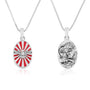 Holy Spirit Dove Red Enamel Oval Pendant - Sterling Silver 925, Holy Land - Marina Jewelry Holy Land