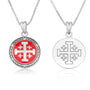 Jerusalem Cross Red Enamel CZ Coin Pendant - Sterling Silver 925, Holy Land - Marina Jewelry Holy Land