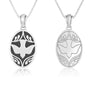 Holy Spirit Dove Oval Pendant - Sterling Silver 925, Holy Land - Marina Jewelry Holy Land